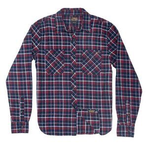Civilianaire Long Sleeve Notch Flap Shirt Lightweight Flannel Plaid